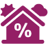 House with percent sign icon